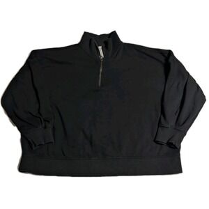Athleta Black Quarter Zip Pullover Sweatshirt Soft Fleece Womens 2X